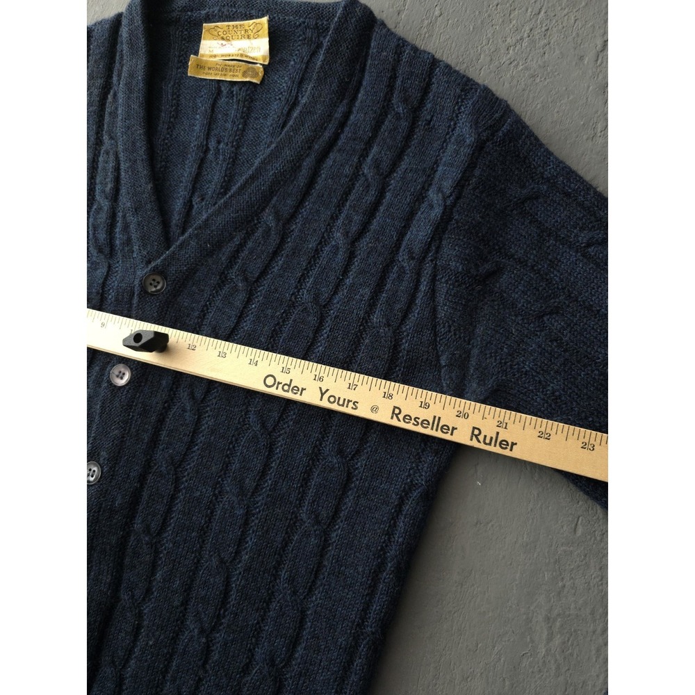 Vintage 1960s Jantzen Country Squire Worsted Wool Cable Knit Cardigan Sweater M - Picture 8 of 11